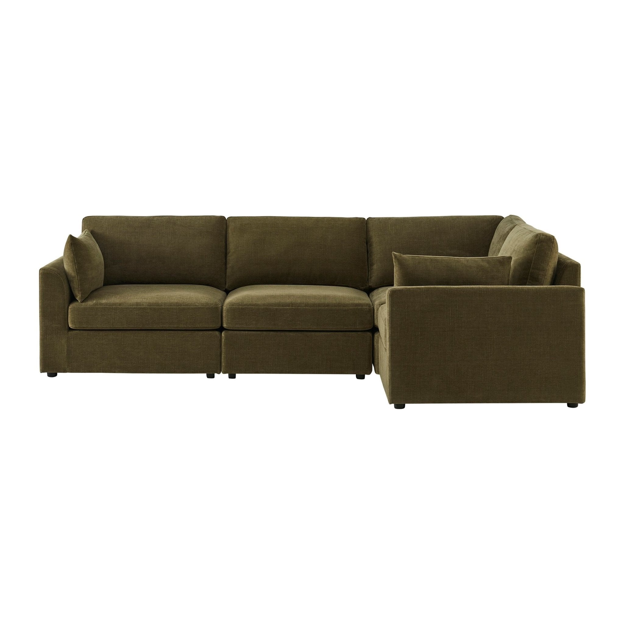 Dusklia - Miami Right Hand Small L-Shape Sofa - Chenille Olive