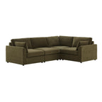 Dusklia - Miami Right Hand Small L-Shape Sofa - Chenille Olive