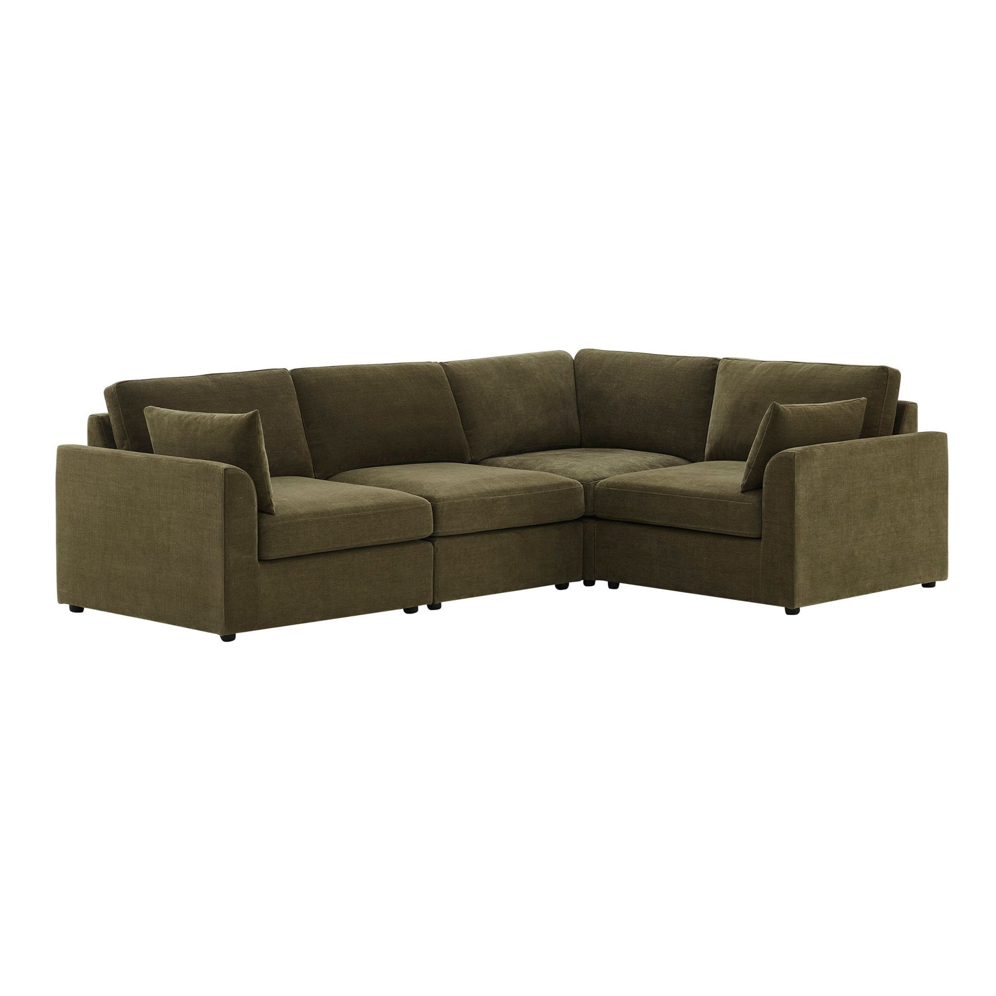 Dusklia - Miami Right Hand Small L-Shape Sofa - Chenille Olive