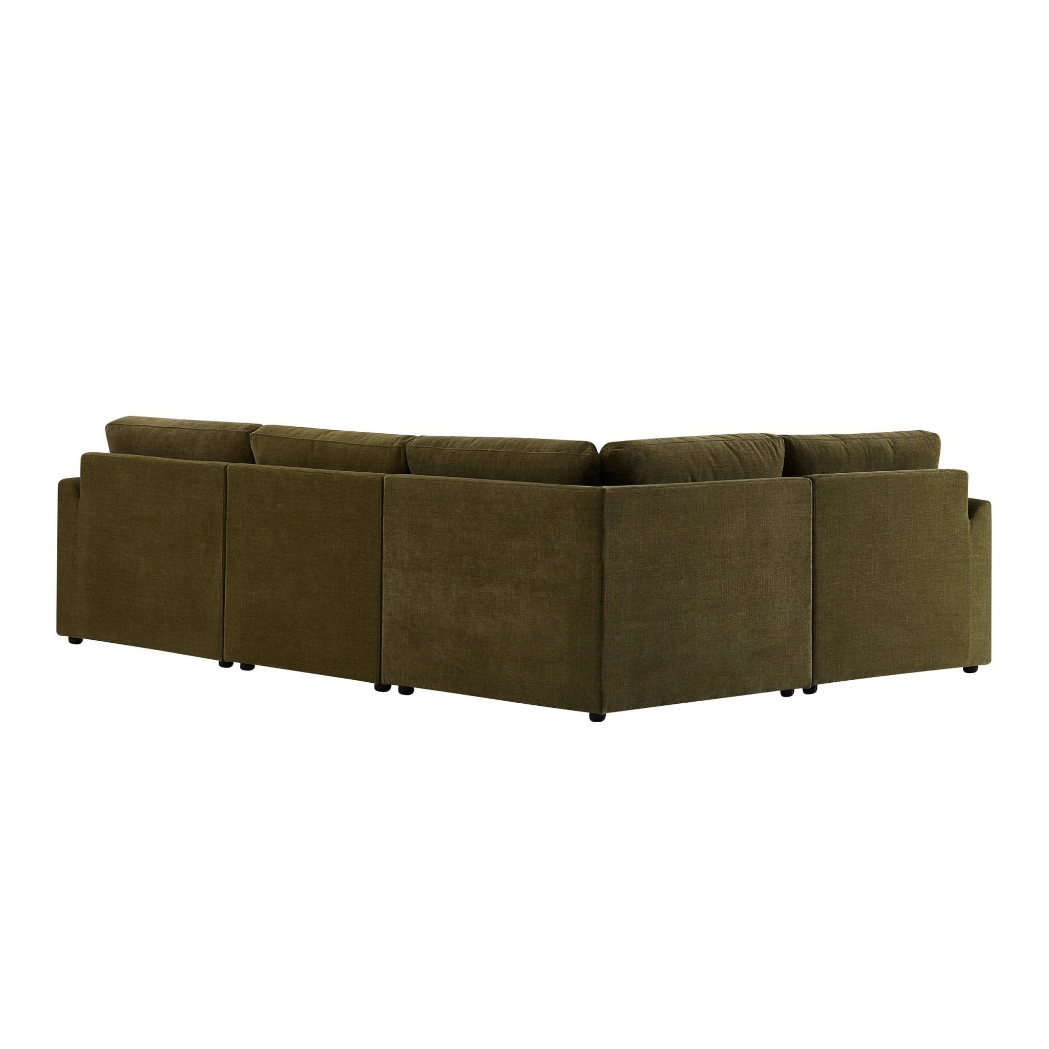 Dusklia - Miami Right Hand Small L-Shape Sofa - Chenille Olive