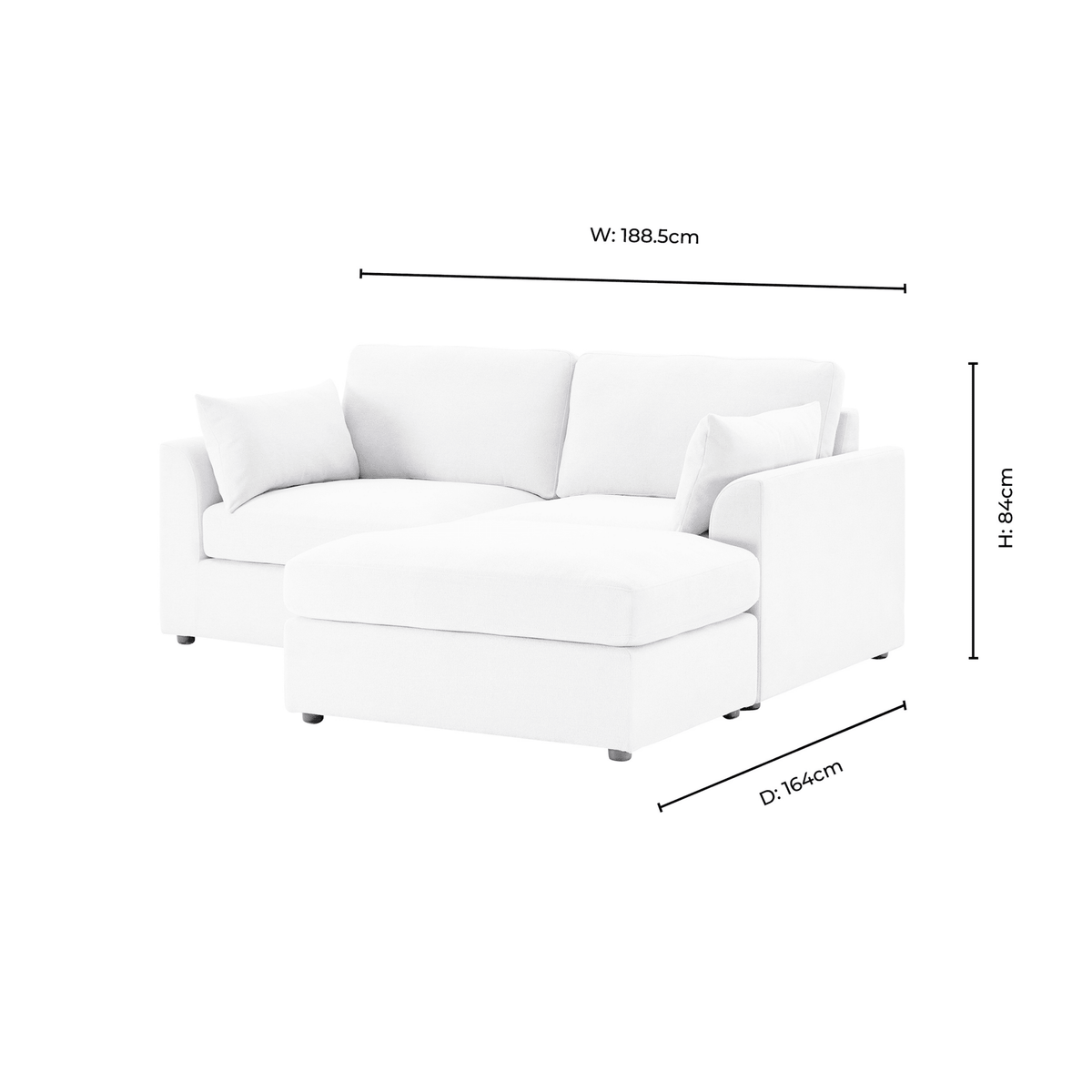 Dusklia - Miami Small Chaise Sofa - Chenille Navy