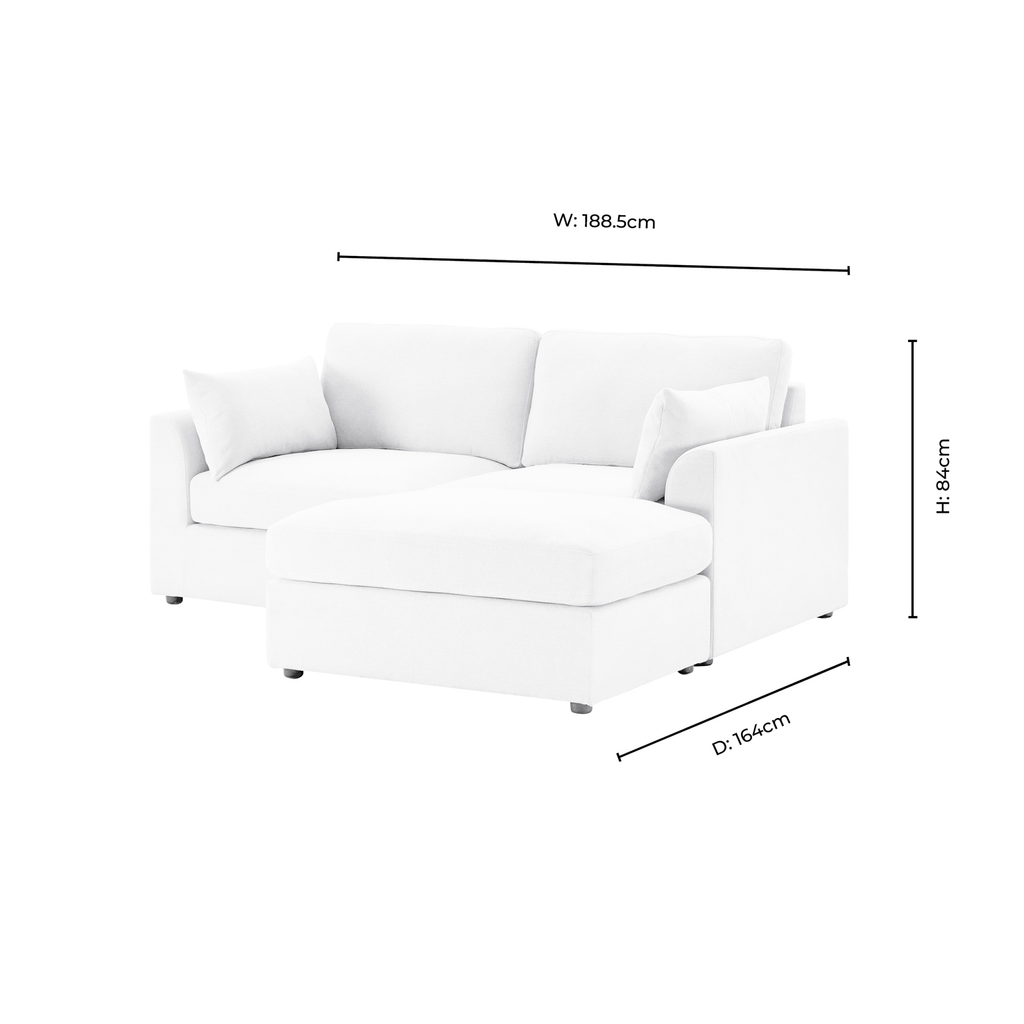Dusklia - Miami Small Chaise Sofa - Chenille Oatmeal