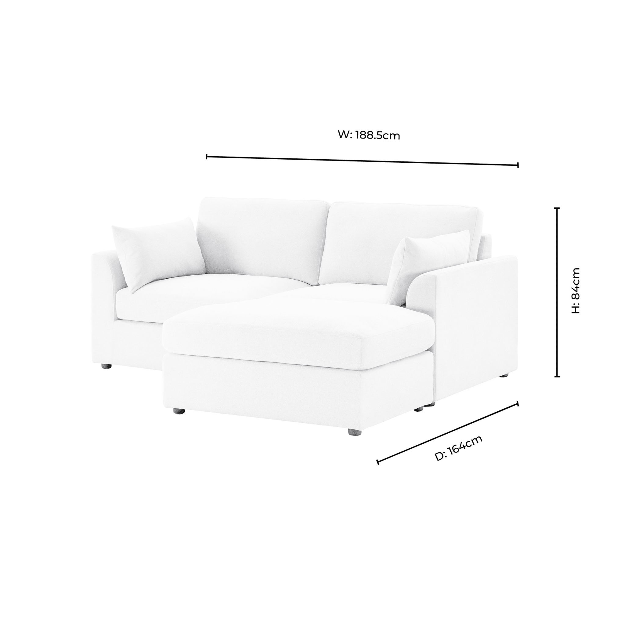 Dusklia - Miami Small Chaise Sofa - Chenille Oatmeal