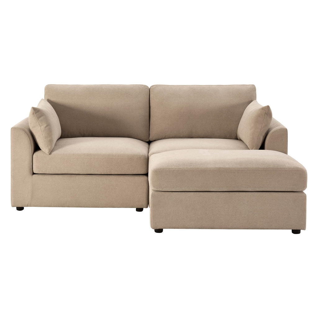 Dusklia - Miami Small Chaise Sofa - Chenille Oatmeal