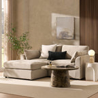 Dusklia - Miami Small Chaise Sofa - Chenille Oatmeal