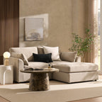 Dusklia - Miami Small Chaise Sofa - Chenille Oatmeal