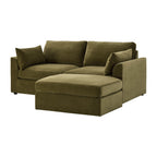 Dusklia - Miami Small Chaise Sofa - Chenille Olive