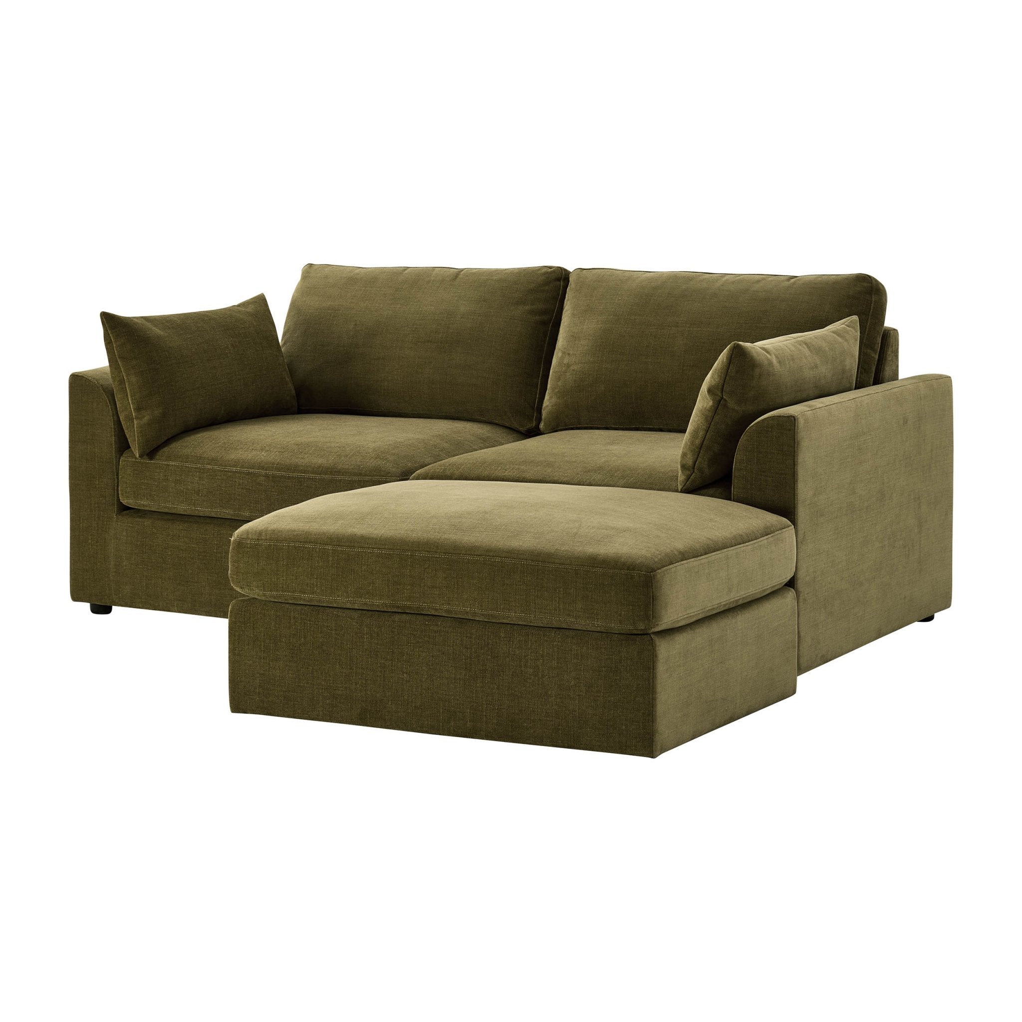 Dusklia - Miami Small Chaise Sofa - Chenille Olive
