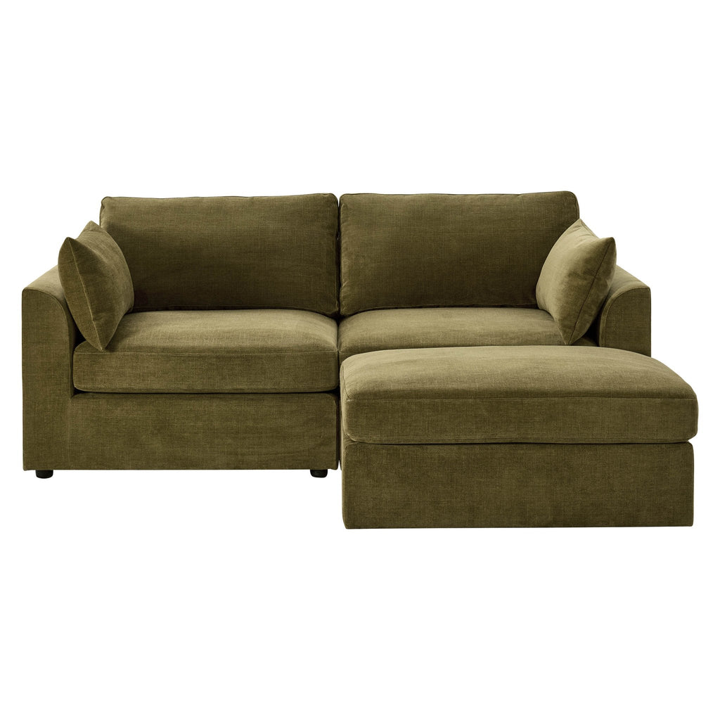 Dusklia - Miami Small Chaise Sofa - Chenille Olive