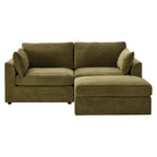Dusklia - Miami Small Chaise Sofa - Chenille Olive