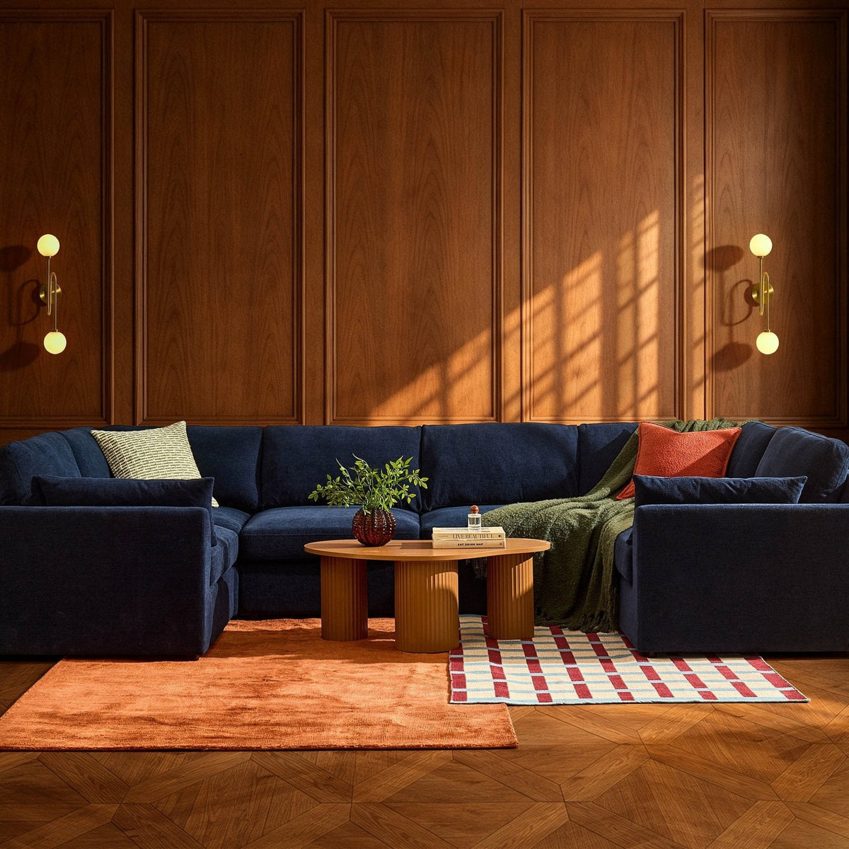 Dusklia - Miami U Shape Sofa - Chenille Navy