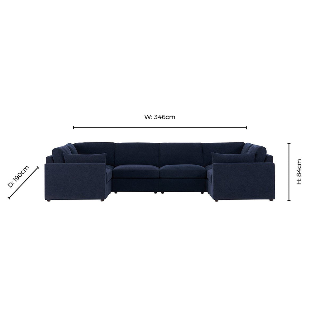 Dusklia - Miami U Shape Sofa - Chenille Navy