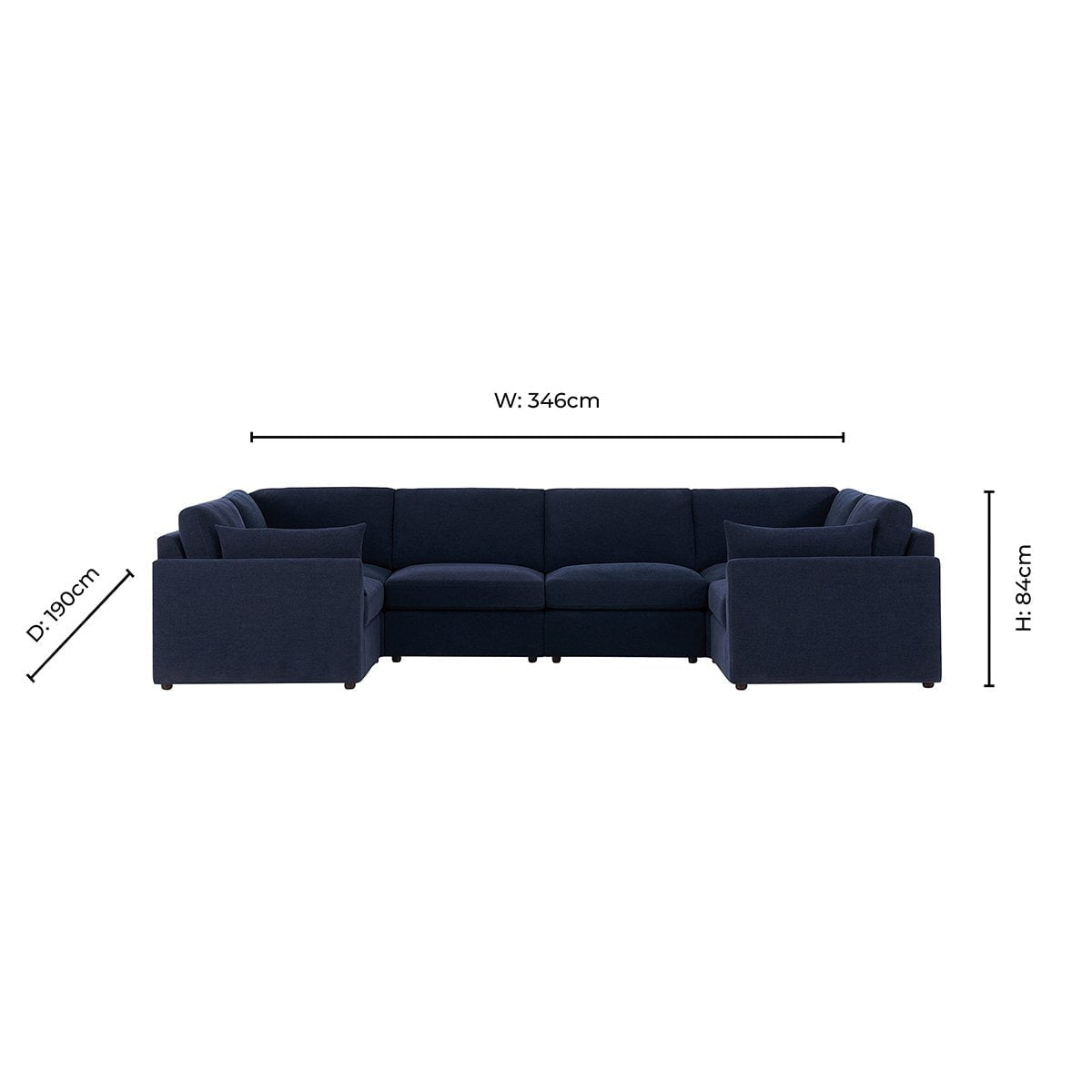 Dusklia - Miami U Shape Sofa - Chenille Navy