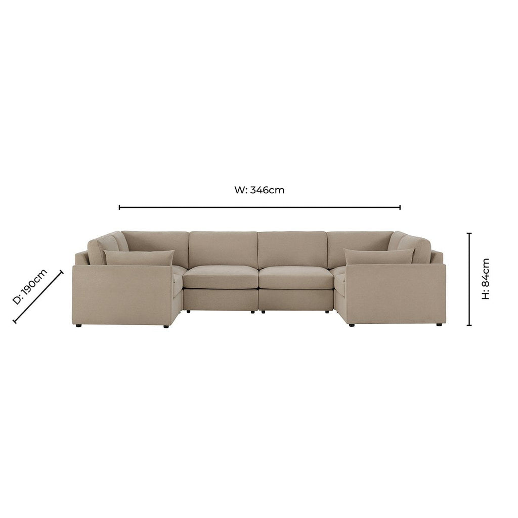 Dusklia - Miami U Shape Sofa - Chenille Oatmeal