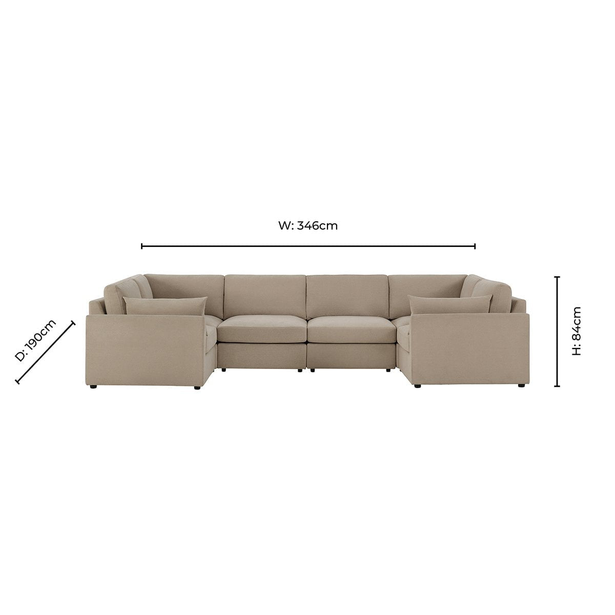Dusklia - Miami U Shape Sofa - Chenille Oatmeal