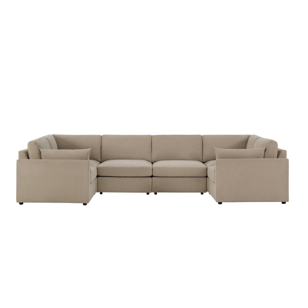 Dusklia - Miami U Shape Sofa - Chenille Oatmeal