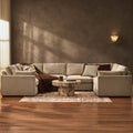 Dusklia - Miami U Shape Sofa - Chenille Oatmeal