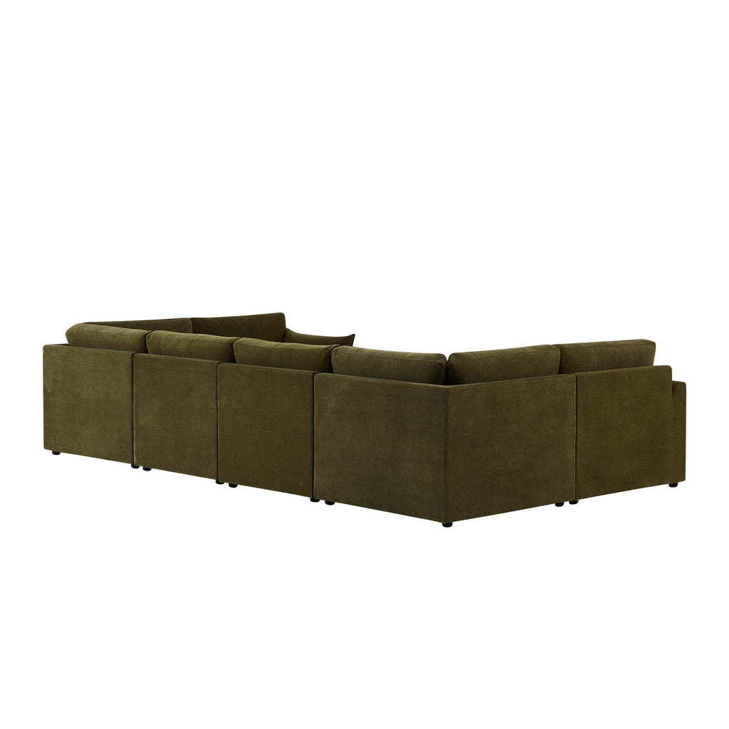 Dusklia - Miami U Shape Sofa - Chenille Olive
