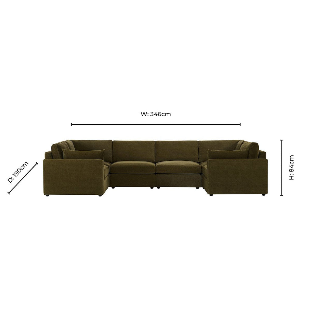 Dusklia - Miami U Shape Sofa - Chenille Olive