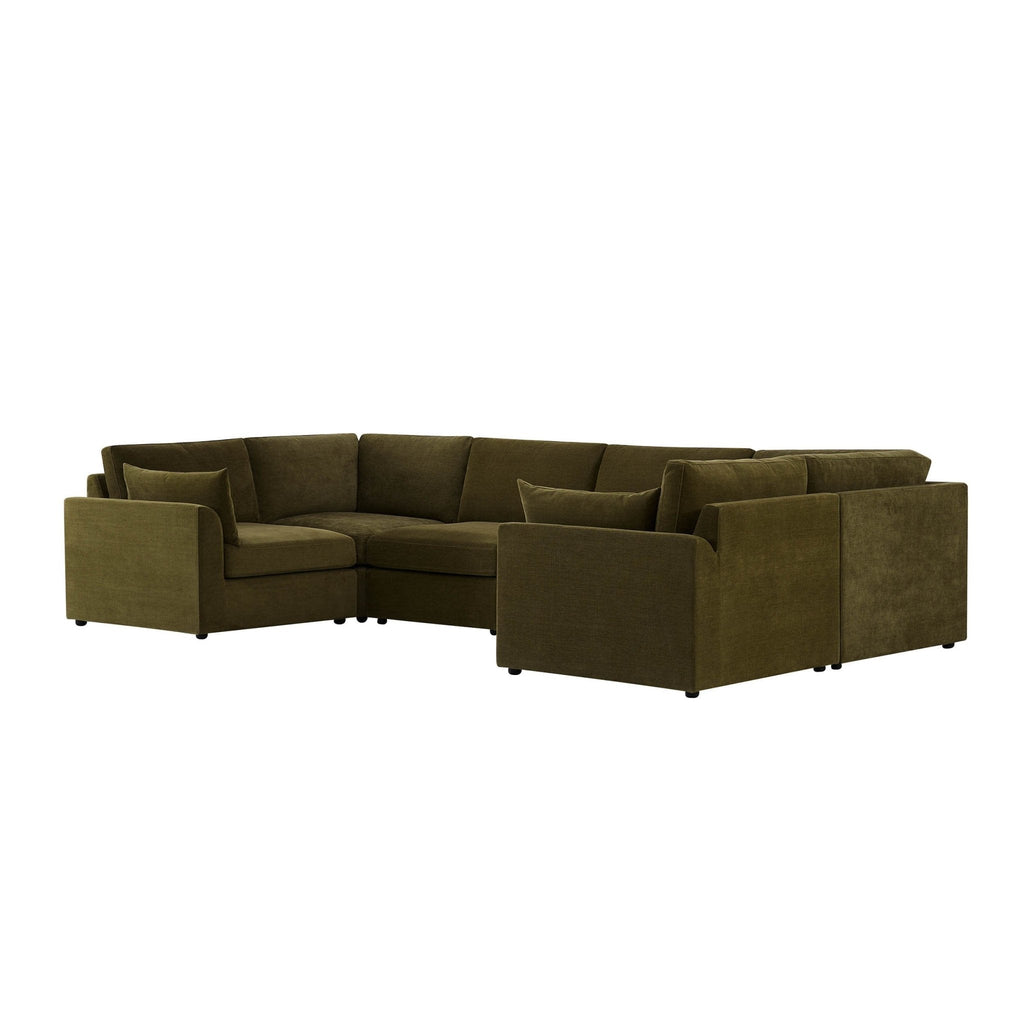 Dusklia - Miami U Shape Sofa - Chenille Olive
