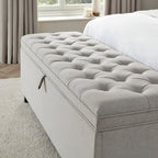 Dusklia - Middleton Button Back Storage Ottoman - Natural