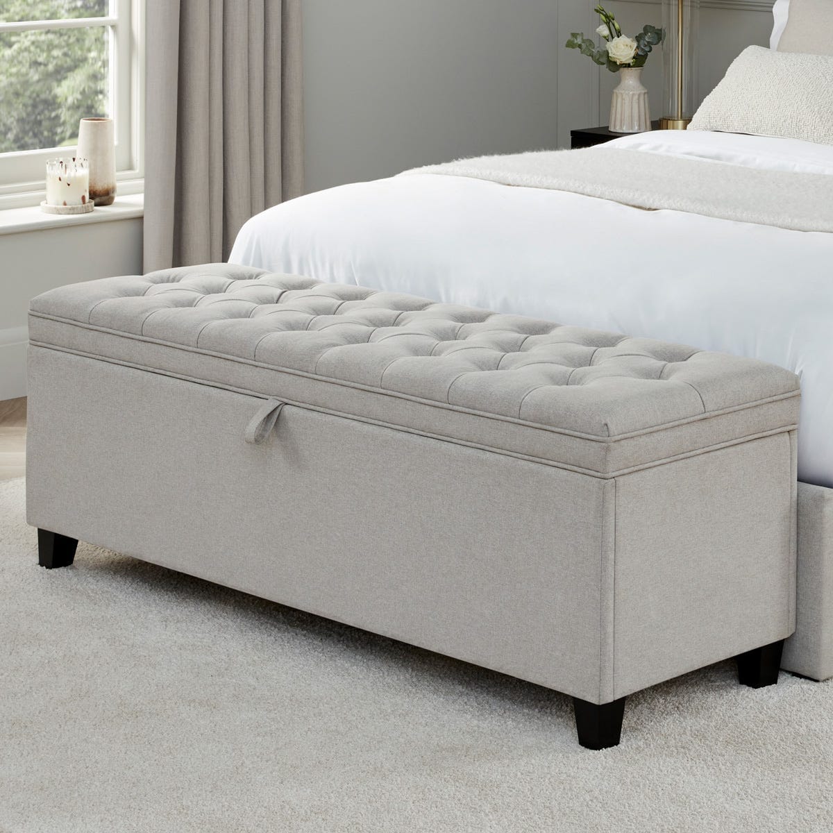 Dusklia - Middleton Button Back Storage Ottoman - Natural