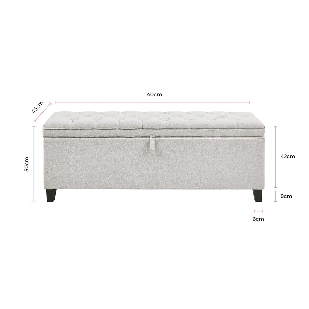 Dusklia - Middleton Button Back Storage Ottoman - Natural