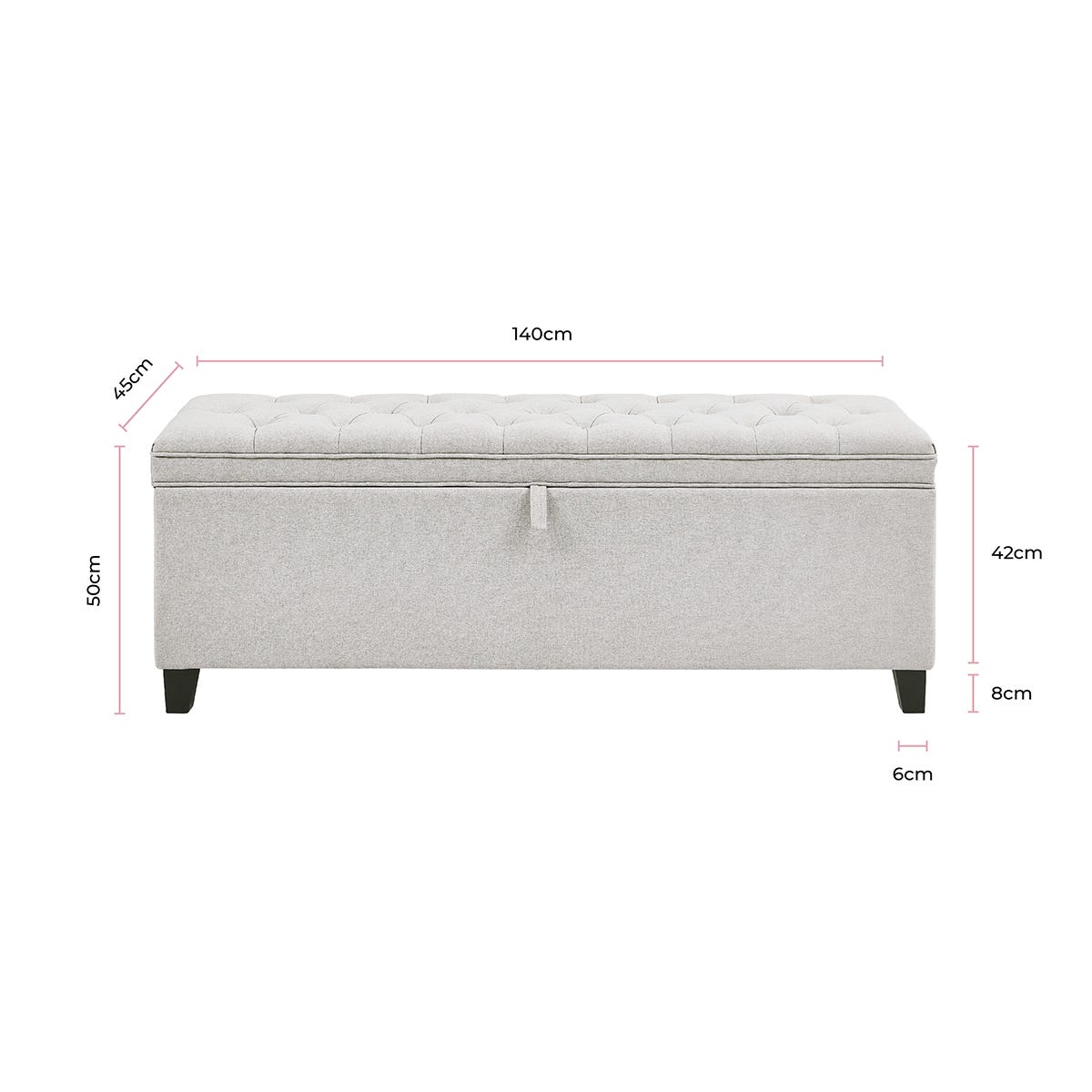 Dusklia - Middleton Button Back Storage Ottoman - Natural