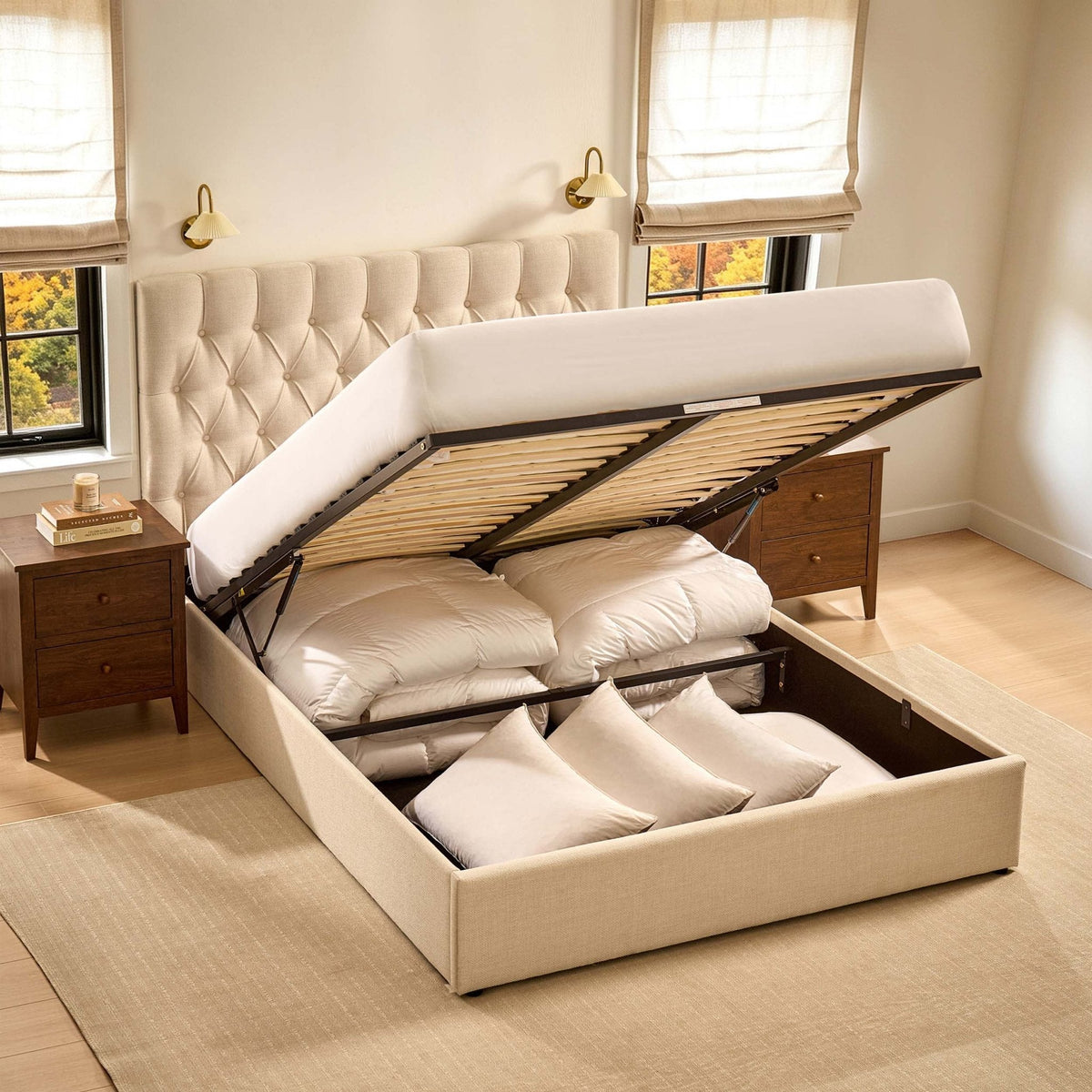 Dusklia - Middleton Ottoman Storage Bed - Beige