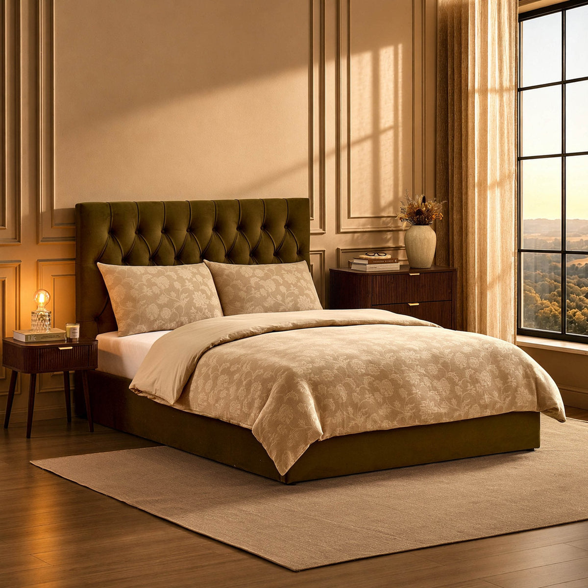 Dusklia - Middleton Ottoman Storage Bed - Muted Moss