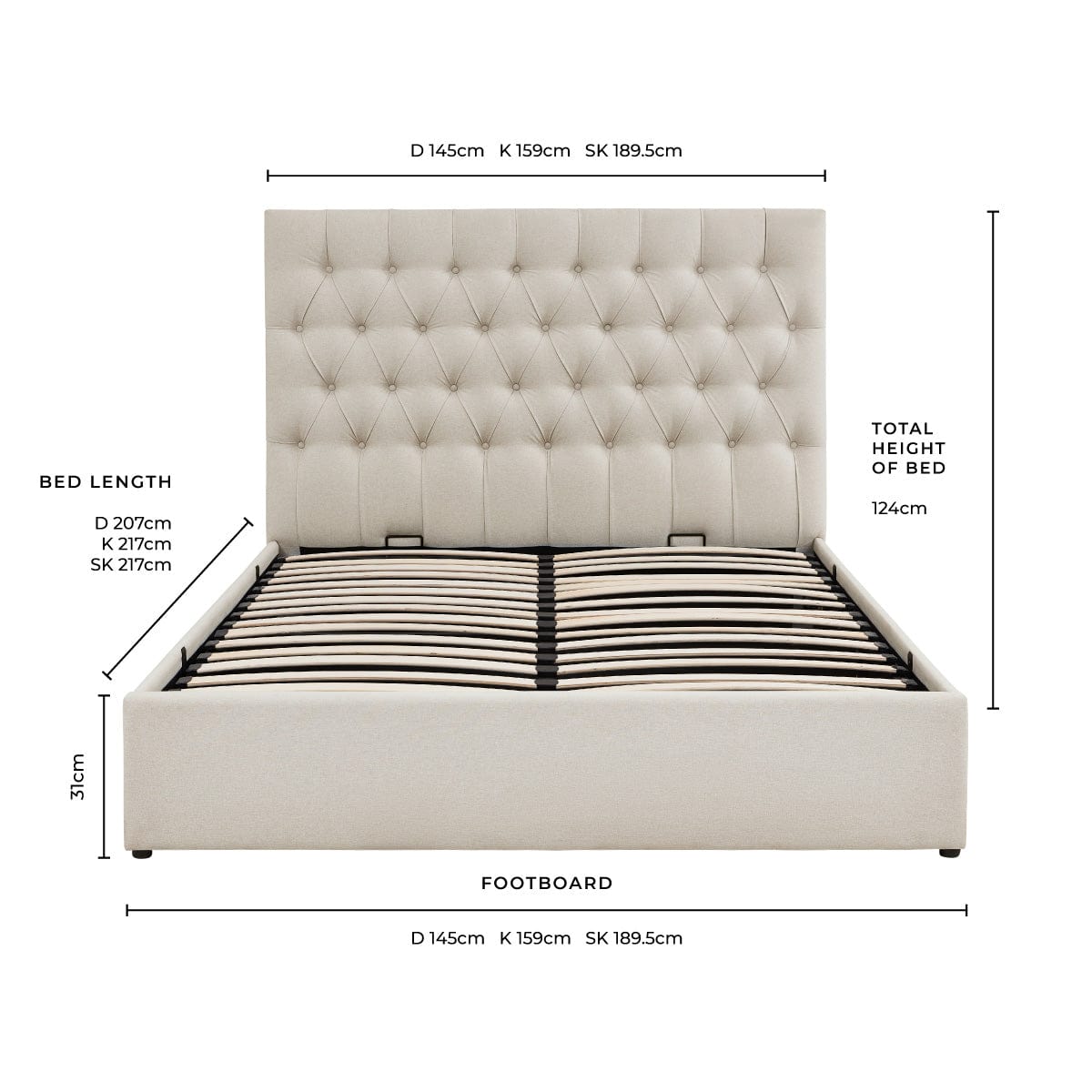 Dusklia - Middleton Ottoman Storage Bed - Natural