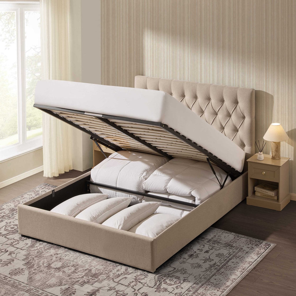 Dusklia - Middleton Ottoman Storage Bed - Oatmeal