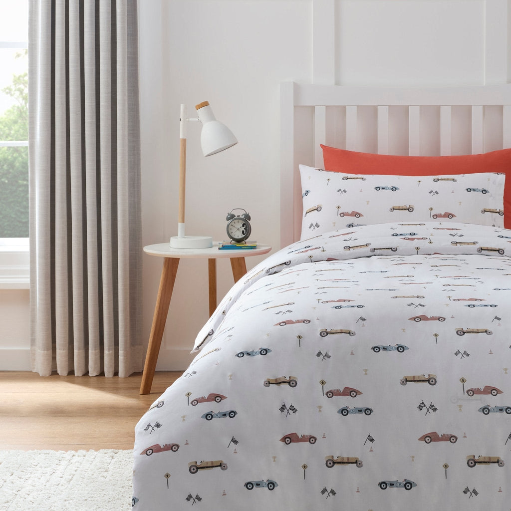Dusklia - Miles Race Cars 100% Cotton Kids Duvet Cover Set