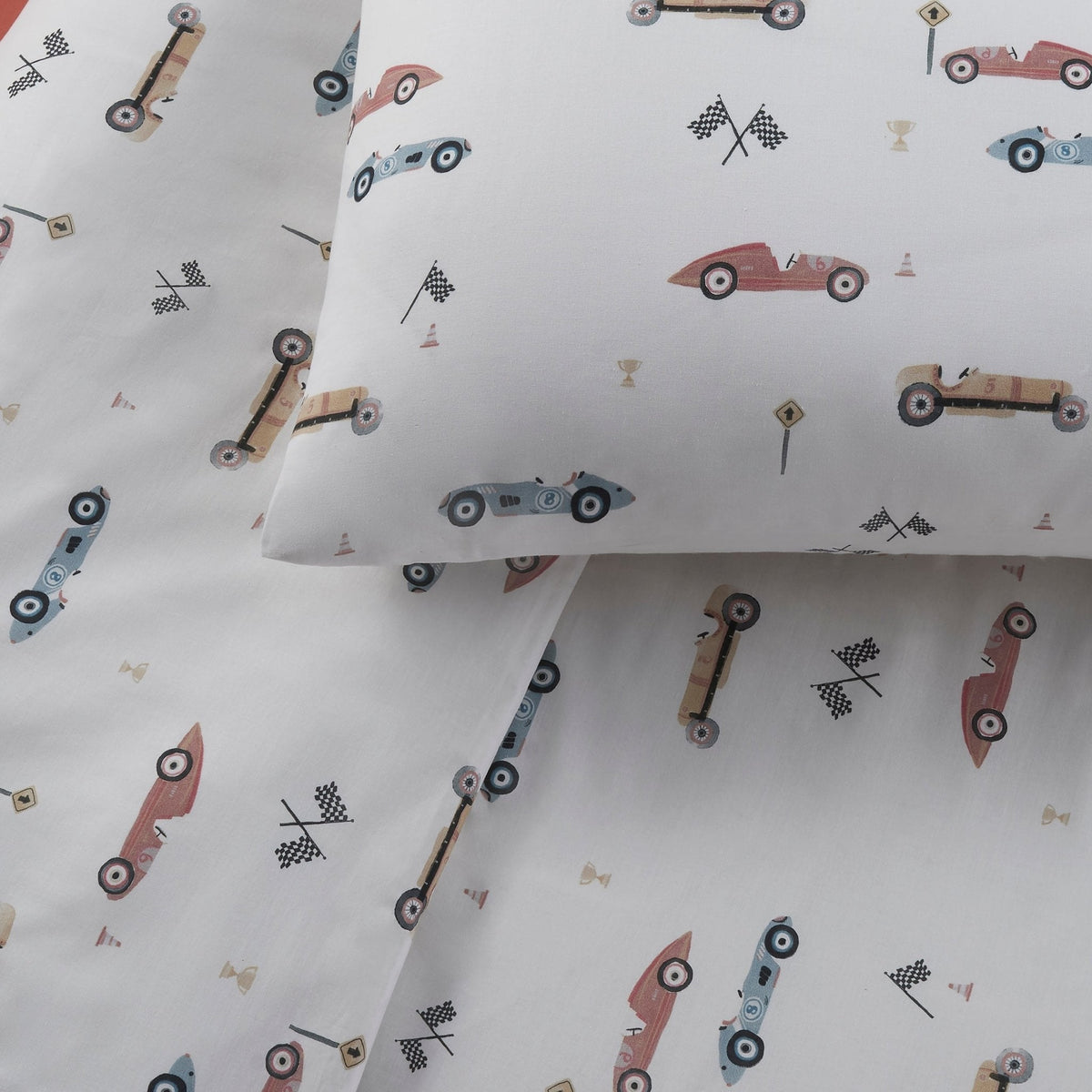 Dusklia - Miles Race Cars 100% Cotton Kids Duvet Cover Set