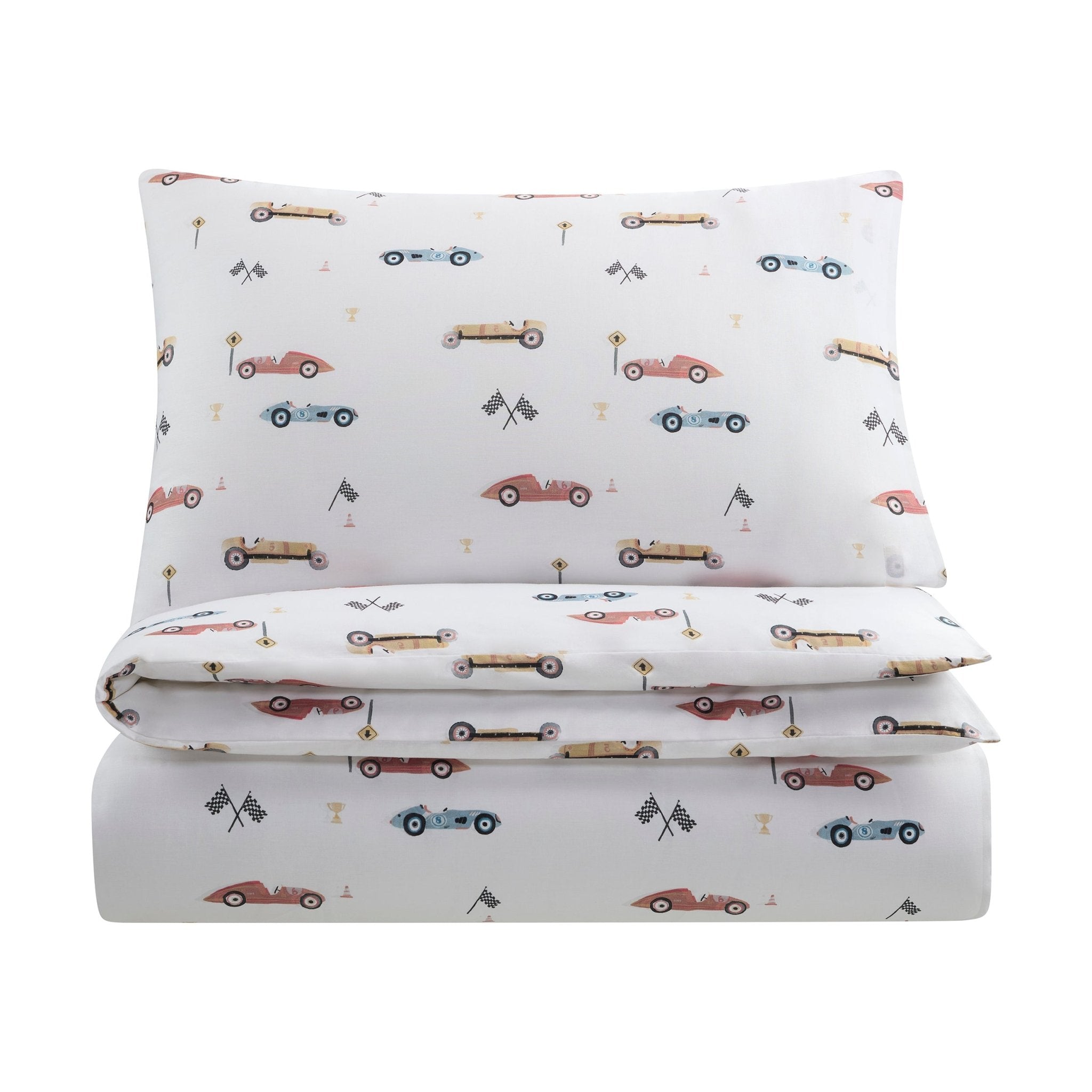Dusklia - Miles Race Cars 100% Cotton Kids Duvet Cover Set