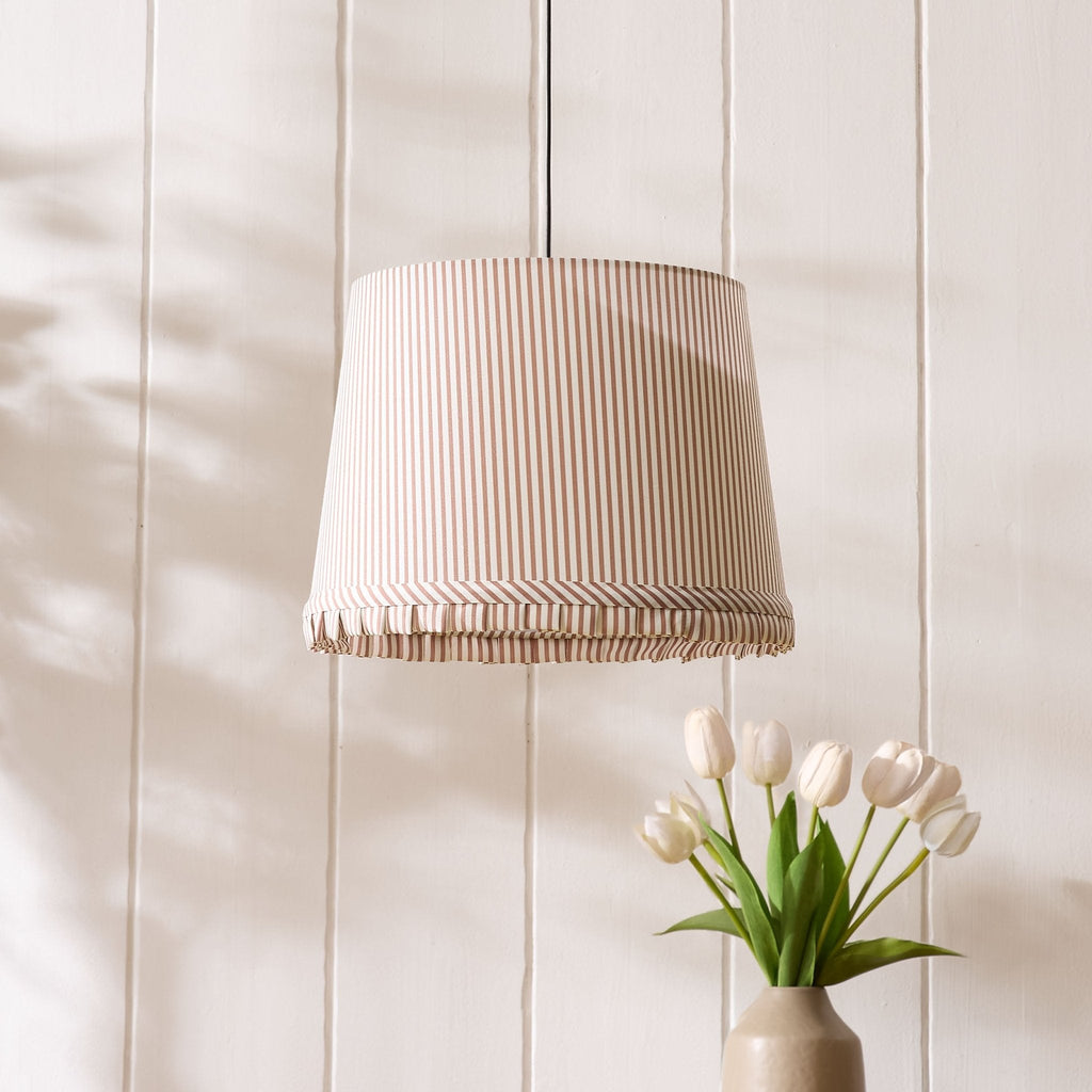 Dusklia - Millie Stripe Frill Edge Ceiling Shade - Mocha Brown