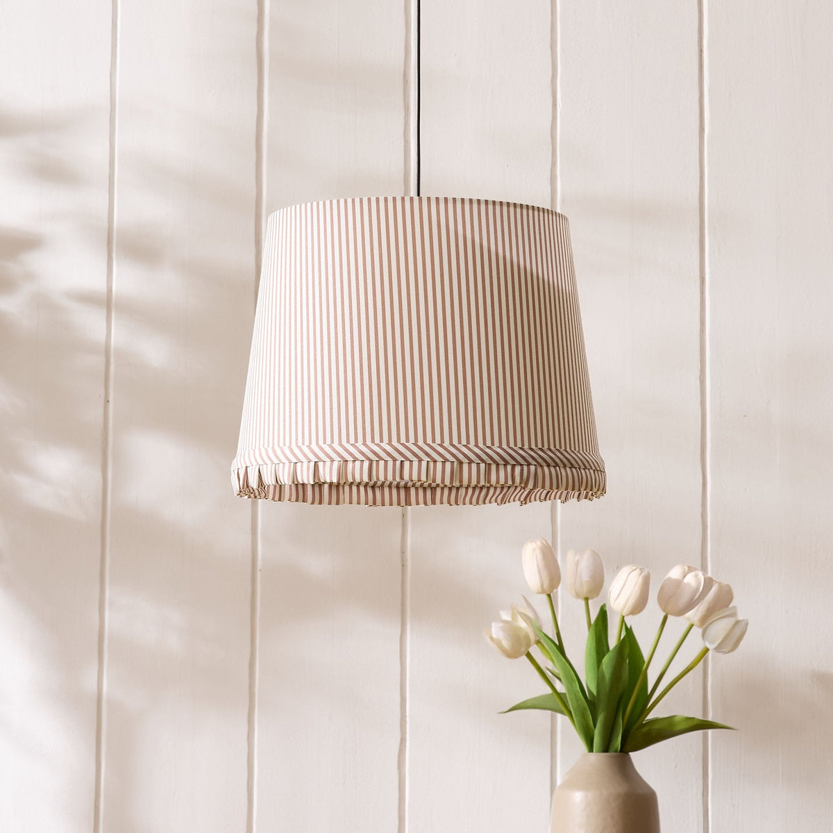 Dusklia - Millie Stripe Frill Edge Ceiling Shade - Mocha Brown