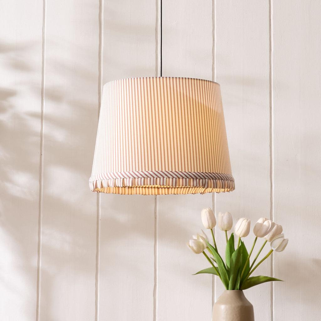 Dusklia - Millie Stripe Frill Edge Ceiling Shade - Mocha Brown