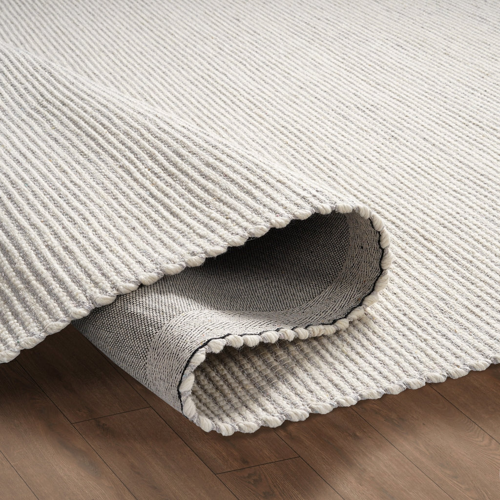 Dusklia - Milo Handwoven Stripe Rug - Light Grey