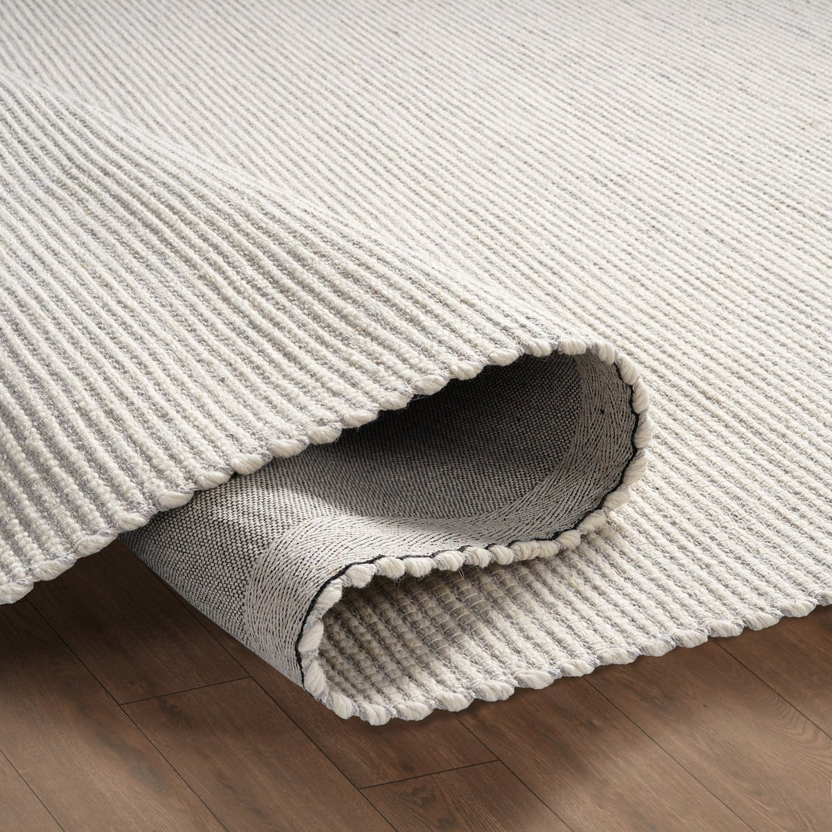 Dusklia - Milo Handwoven Stripe Rug - Light Grey