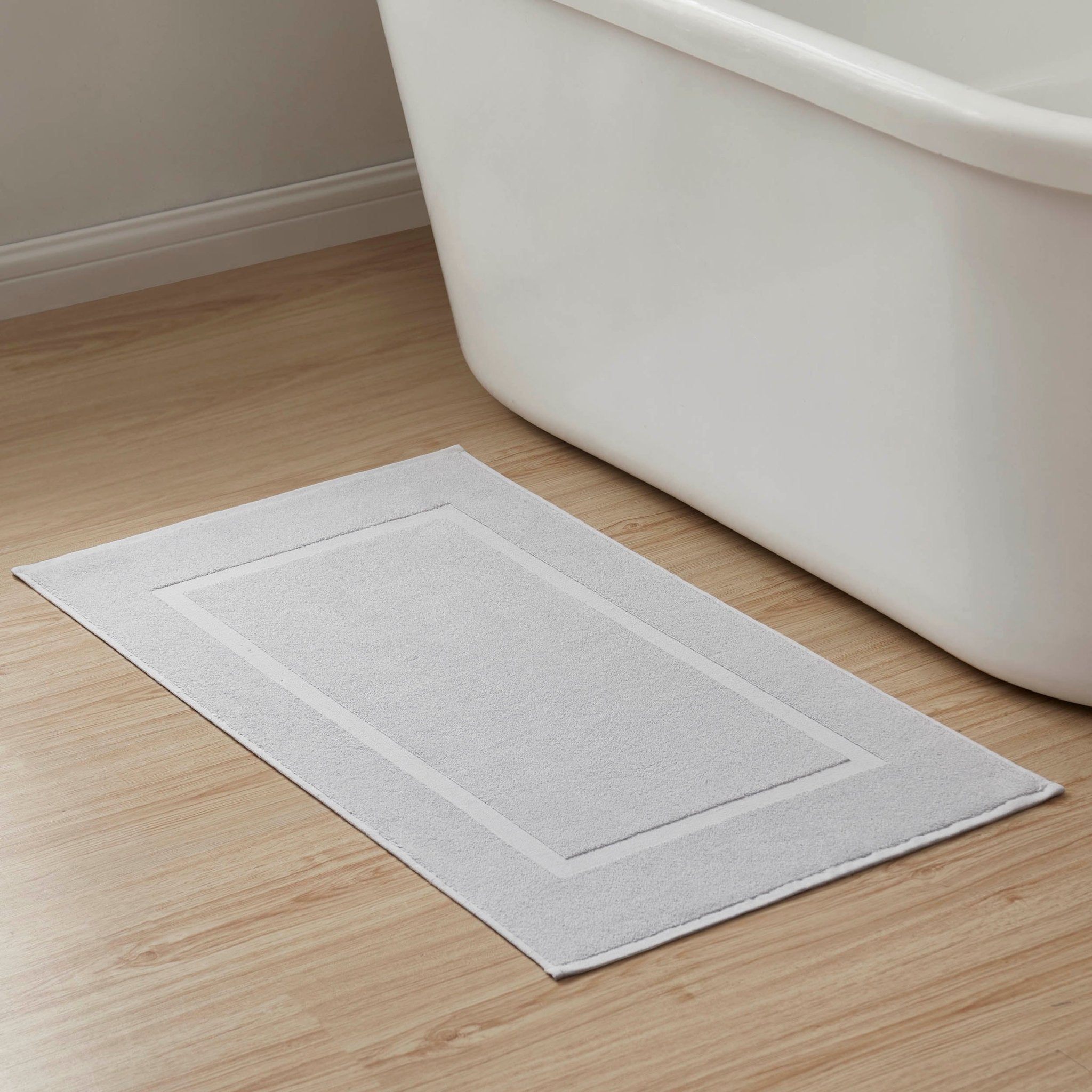 Dusklia - Milos Plain Picture Frame Bath Mat - Dove Grey