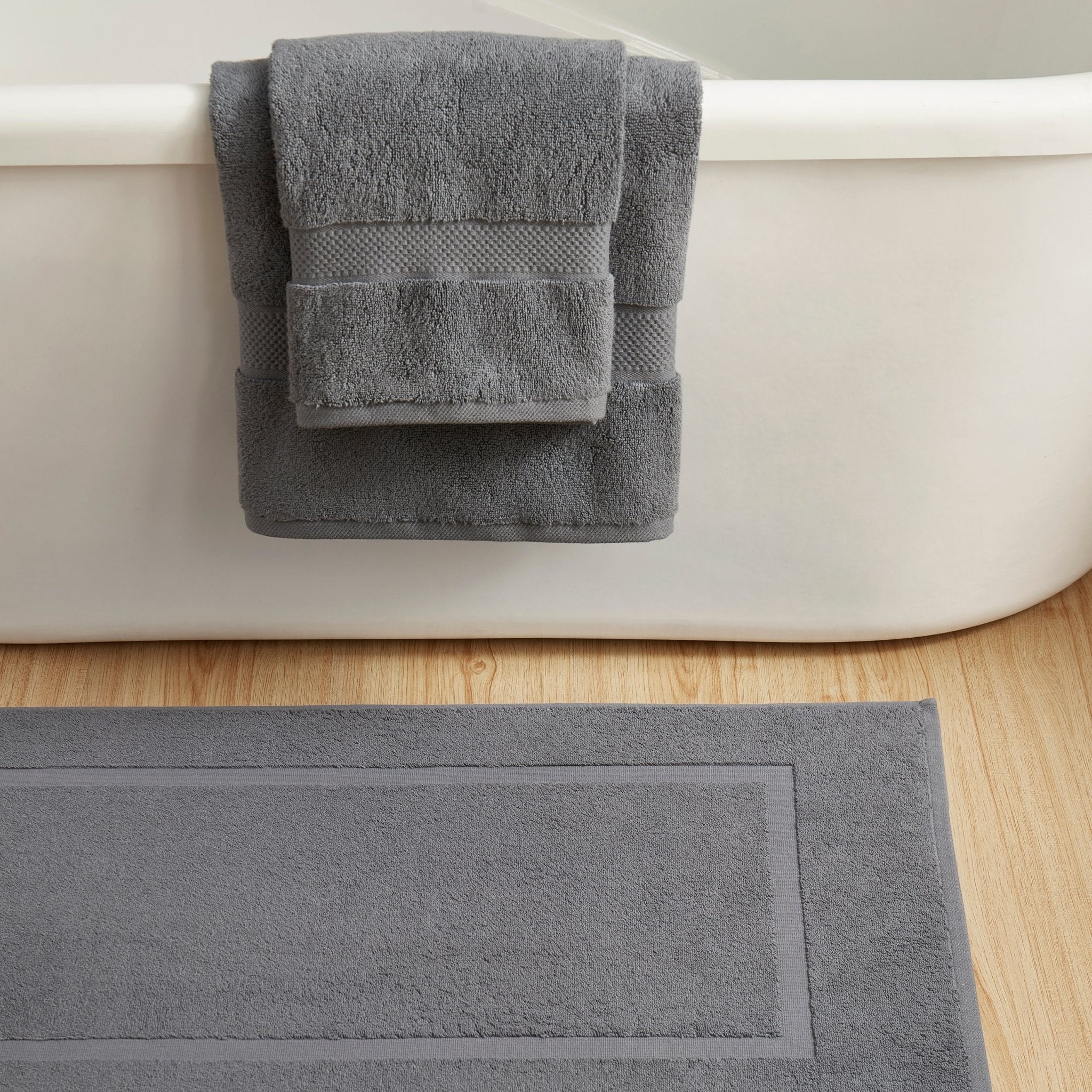 Dusklia - Milos Plain Picture Frame Bath Mat - Slate