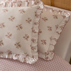 Dusklia - Mini Bouquet 100% Cotton Printed Muslin Reversible Duvet Cover & Pillowcase Set - White/Pink