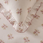 Dusklia - Mini Bouquet 100% Cotton Printed Muslin Reversible Duvet Cover & Pillowcase Set - White/Pink