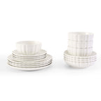 Dusklia - Mira Scalloped 16 Piece Dinner Set- Off White