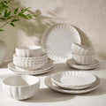 Dusklia - Mira Scalloped 16 Piece Dinner Set- Off White
