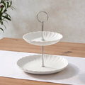 Dusklia - Mira Scalloped 2-Tier Cake Stand - Off White