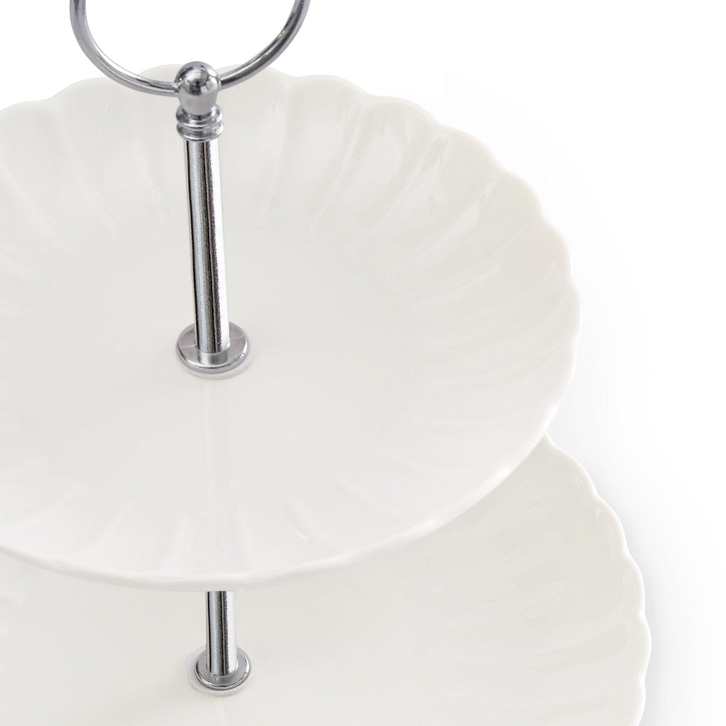 Dusklia - Mira Scalloped 2-Tier Cake Stand - Off White