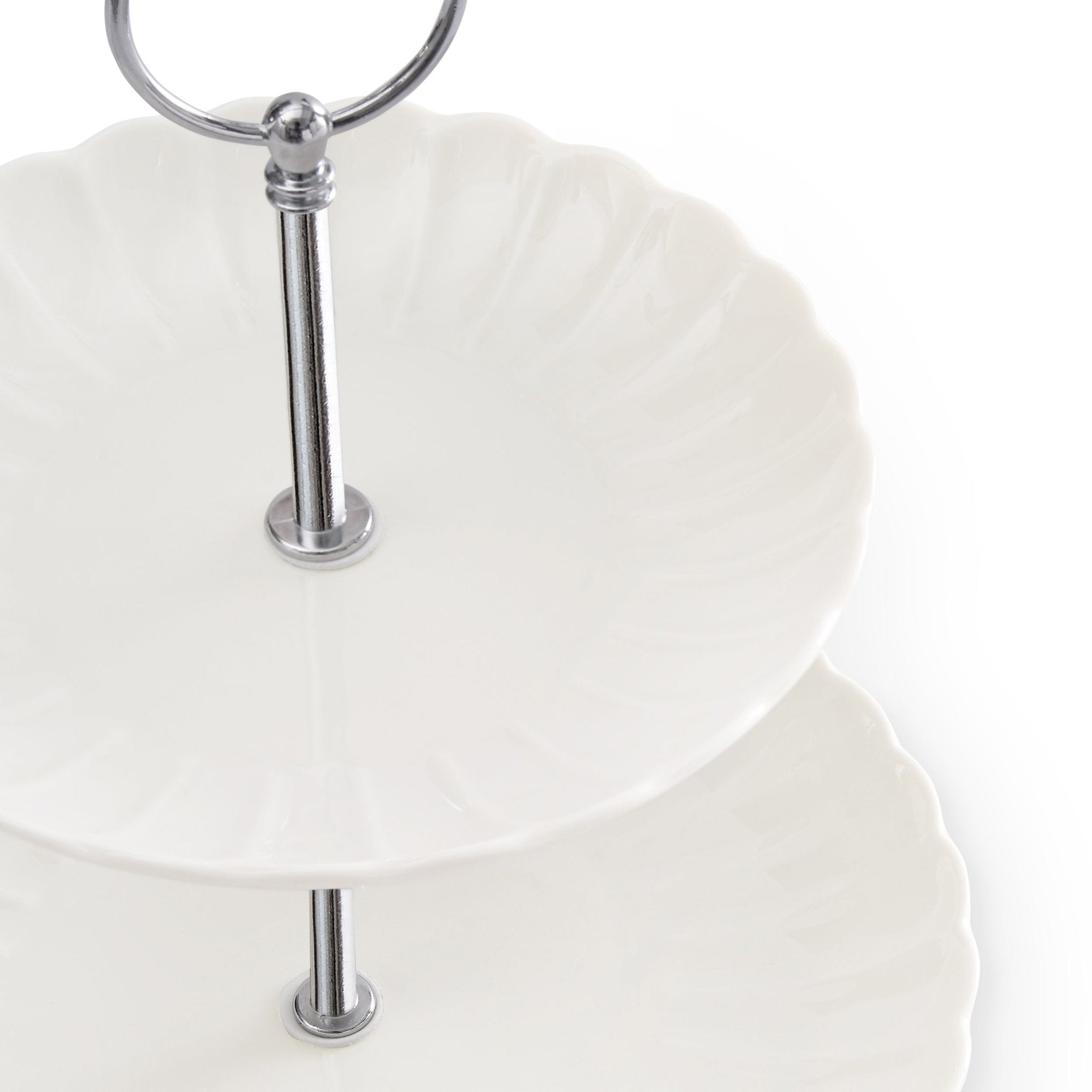 Dusklia - Mira Scalloped 2-Tier Cake Stand - Off White
