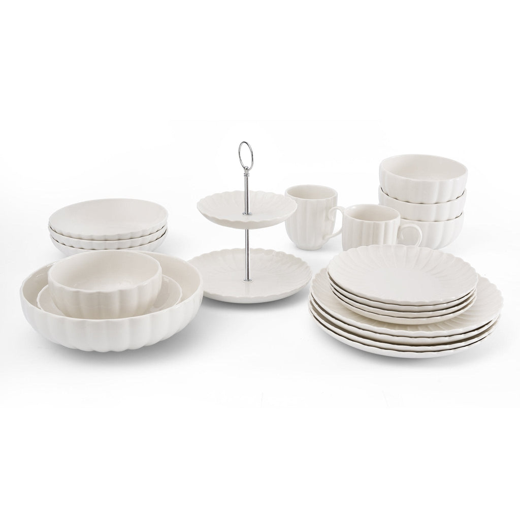 Dusklia - Mira Scalloped Serving Bowl - Off White